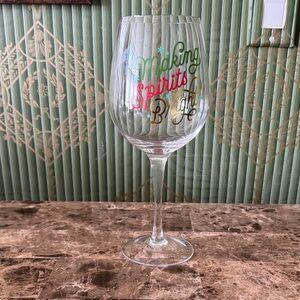 Hallmark "Making Spirits Bright" Clear Wine Glass with Multicolor Script
